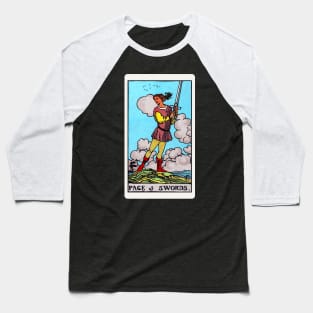 Card #60 - Page Of Swords - Rider Waite Smith Tarot Baseball T-Shirt